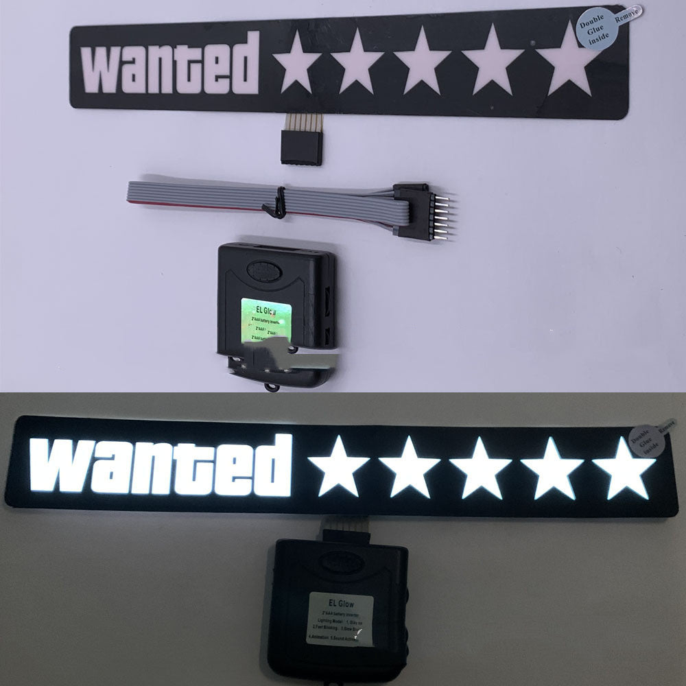 Wanted Car Windshield Glow Panel Electric Marker Lamp LED Decoration Light Sticker Flashing Lights LED Panel LED Sign